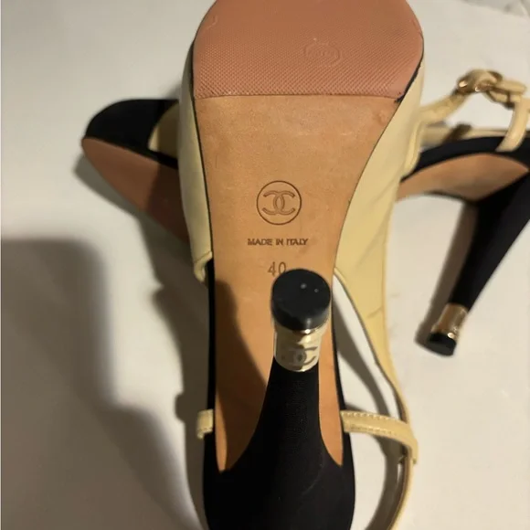 EUC Chanel Grosgrain Cap Toe Slingback Heel size 40 - Picture 5 of 8